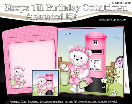 3D Teddy Tess Sleeps Till My Holiday Countdown Moveable