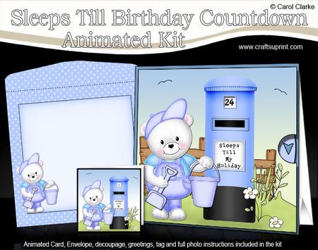 3D Teddy Ed Sleeps Till My Holiday Countdown Moveable