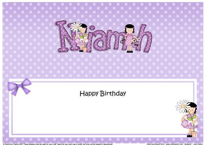 Girlz Birthday Niamh Large Dl Matching Large Dl Insert