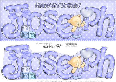 Large Dl 1st Birthday Joseph Quick Card N 3D Decoupage