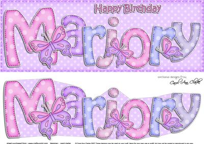 Large Dl Birthday Marjory Card & 3D Decoupage