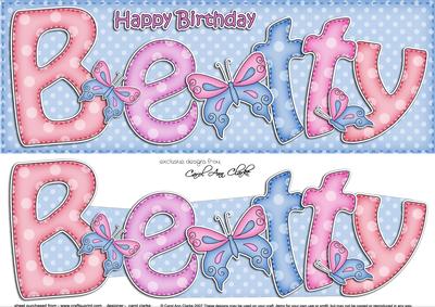 Large Dl Birthday Betty Card & 3D Decoupage