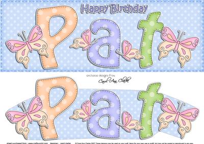 Large Dl Birthday Pat Card & 3D Decoupage