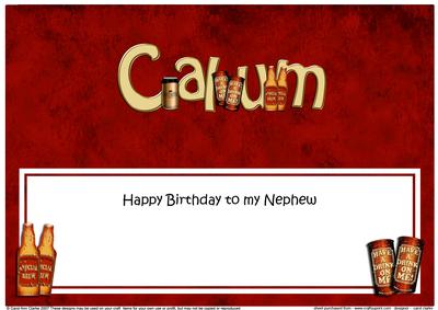 Birthday to My Nephew Calum Large Dl Matching Insert