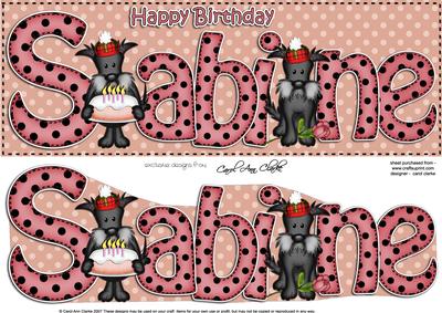 Large Dl Birthday Sabine Card & 3D Decoupage