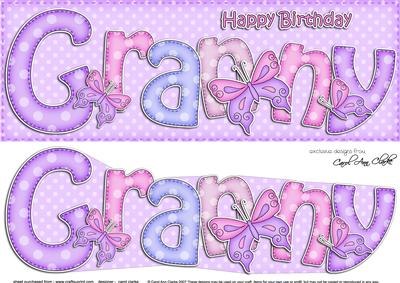 Large Dl Birthday Granny Card & 3D Decoupage