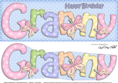 Large Dl Birthday Granny Card & 3D Decoupage