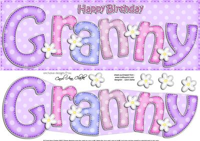 Large Dl Birthday Granny Card & 3D Decoupage