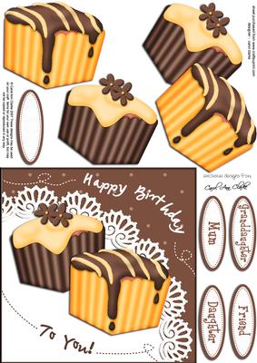 Fondant Fancies Birthday Cakes Quick Card N 3D Decoupage