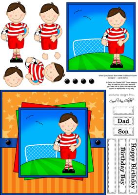 Bazil Plays Football Quick Card with 3D Decoupage