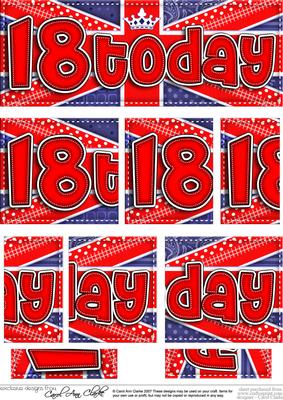 Uk Shabby Flag 18th Birthday Dl Side Stacker Topper