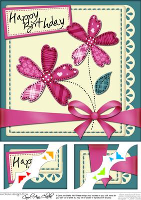 8 x 8 Birthday Flowers N Lace Corner Topper