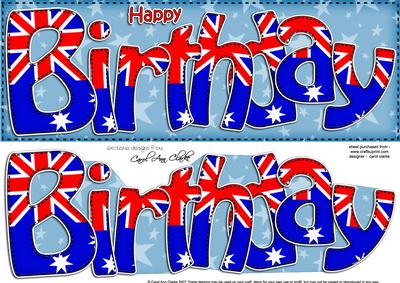 Australian Flag Birthday Large Dl Quick Card 3D Decoupage