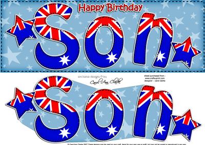 Australian Flag Birthday Son Large Dl 3D Decoupage