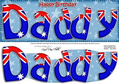 Australian Flag Birthday Daddy Large Dl 3D Decoupage