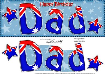 Australian Flag Birthday Dad Large Dl 3D Decoupage