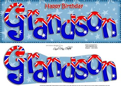 Australian Flag Birthday Grandson Large Dl 3D Decoupage