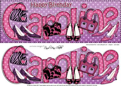 Large Dl Birthday Caroline Quick Card 3D Decoupage