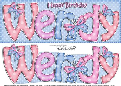 Large Dl Birthday Wendy Quick Card 3D Decoupage