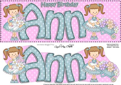 Large Dl Birthday Ann Quick Card 3D Decoupage