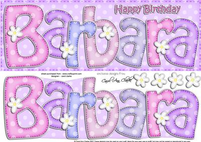 Large Dl Birthday Barbara Quick Card 3D Decoupage