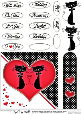 Kool Kats Purrfect Love Quick Card with Decoupage