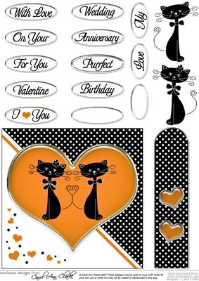 Kool Kats Purrfect Love Quick Card with Decoupage