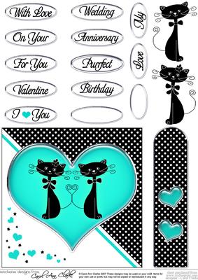 Kool Kats Purrfect Love Quick Card with Decoupage