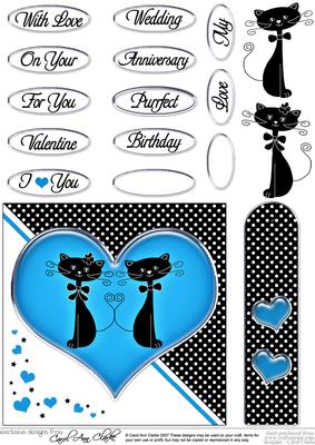 Kool Kats Purrfect Love Quick Card with Decoupage