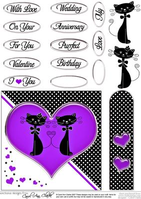 Kool Kats Purrfect Love Quick Card with Decoupage