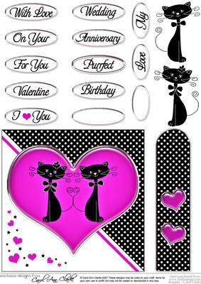 Kool Kats Purrfect Love Quick Card with Decoupage