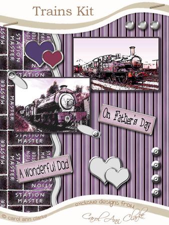 Trains Kit in Burgundy with Step by Step Decoupage