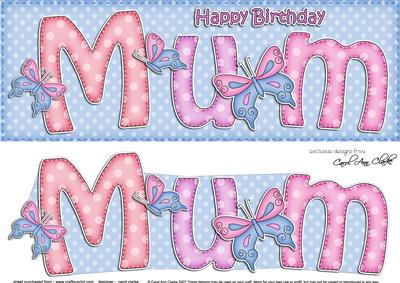 Large Dl Birthday Mum Card & 3D Decoupage