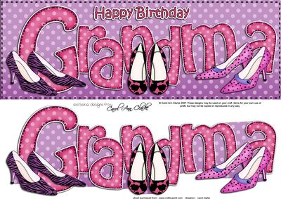 Large Dl Birthday Grandma Card & 3D Decoupage