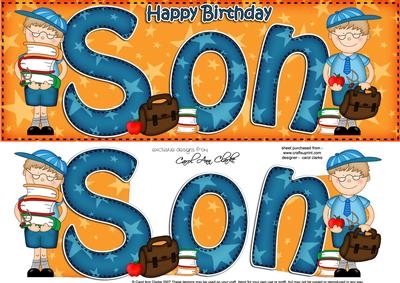 Large Dl Birthday Son Card & 3D Decoupage