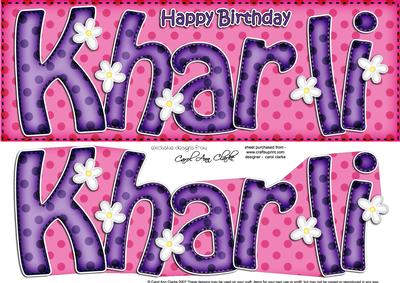 Large Dl Birthday Kharli Card & 3D Decoupage