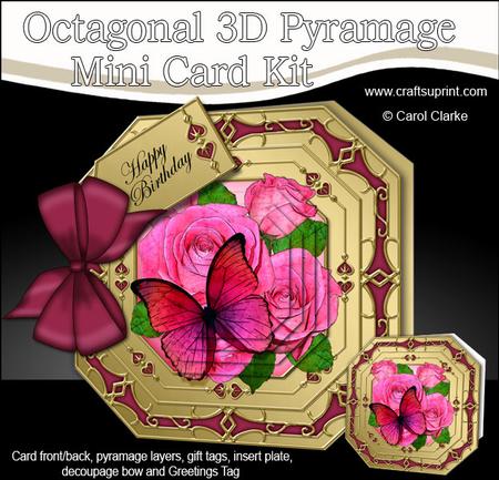3D Roses & Butterflies Pyramage Octagonal Floral Mini Kit