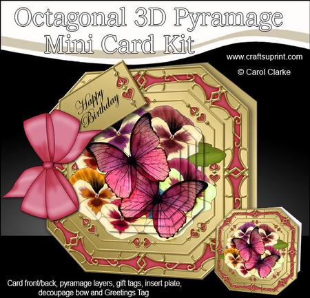 3D Pansies & Butterflies Pyramage Octagonal Floral Mini Kit