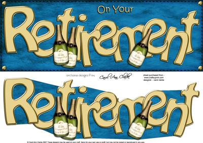 Large Dl Retirement Quick Card 3D Decoupage