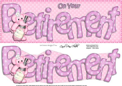 Large Dl Retirement Quick Card 3D Decoupage