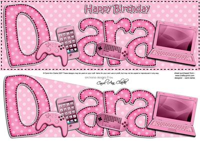 Large Dl Birthday Dara Quick Card 3D Decoupage
