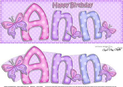Large Dl Birthday Ann Quick Card 3D Decoupage