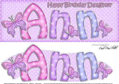 Large Dl Birthday Ann Quick Card 3D Decoupage