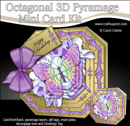 3D Butterfly & Flowers Pyramage Octagonal Floral Mini Kit