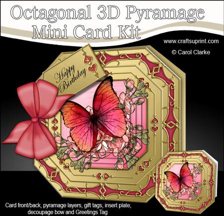 3D Butterfly & Blossom Pyramage Octagonal Floral Mini Kit