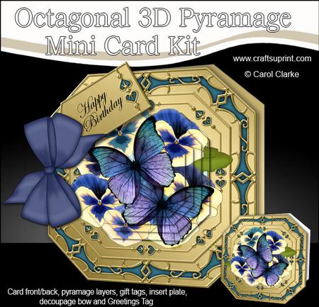3D Pansies & Butterflies Pyramage Octagonal Floral Mini Kit