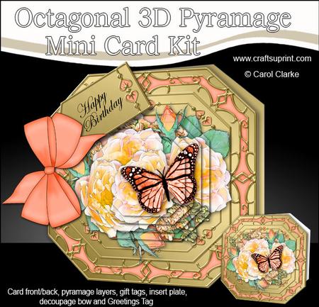 3D Butterfly & Flowers Pyramage Octagonal Floral Mini Kit