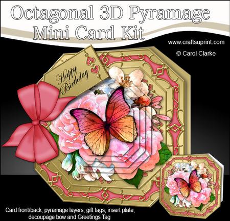 3D Bouquet & Butterfly Pyramage Octagonal Floral Mini Kit