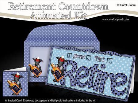 3D Dog Sleeps Till Retirement Countdown Moveable Card