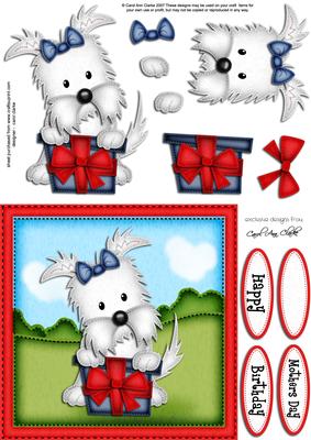Jess the Westie's Present Quick Card & 3D Decoupage
